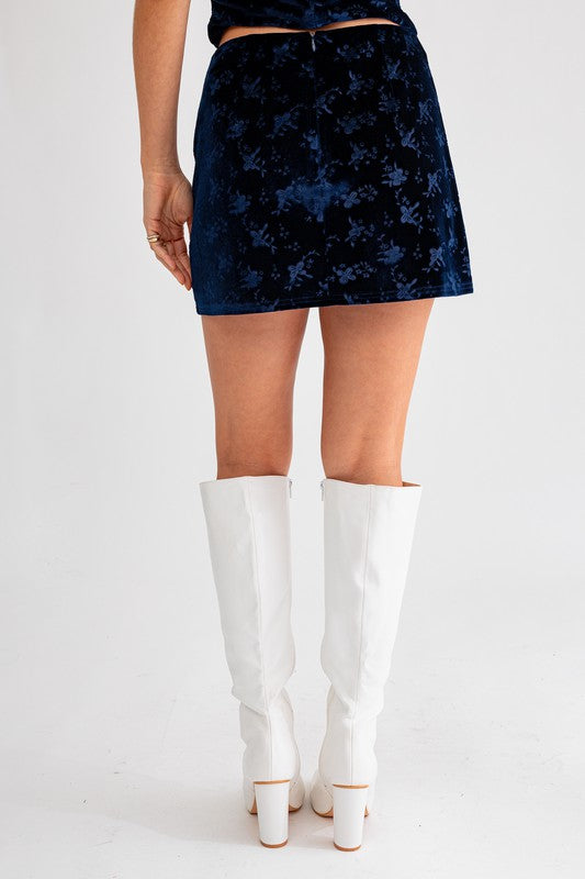 Blue Velvet Mini Skirt