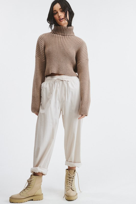 About That Cozy Life Cropped Turtleneck Knit Sweater - Final Sale