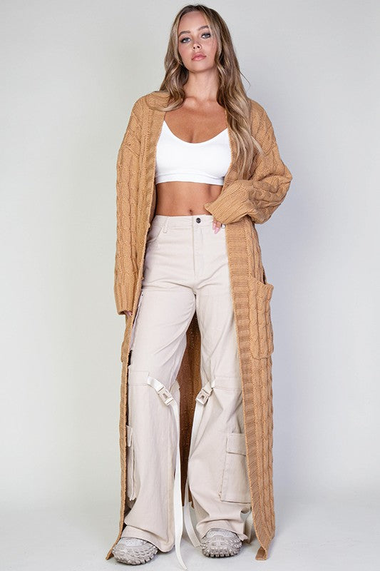 Got You Covered Oversized Maxi Cable Knit Cardigan