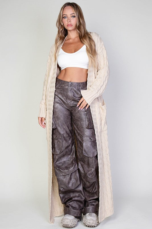 Got You Covered Oversized Maxi Cable Knit Cardigan