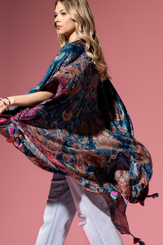 Sopia Paisley Print Open Front Kimono