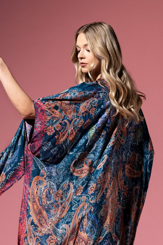 Sopia Paisley Print Open Front Kimono