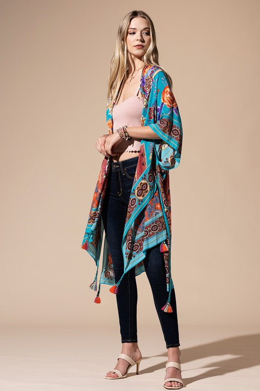 Rosaline Tassel Open Front Kimono