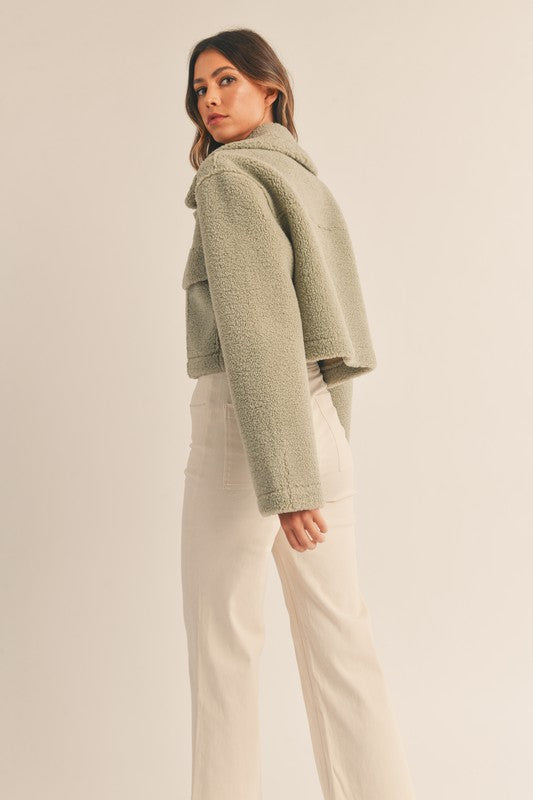 Sage Leavenworth Sherpa Cropped Jacket