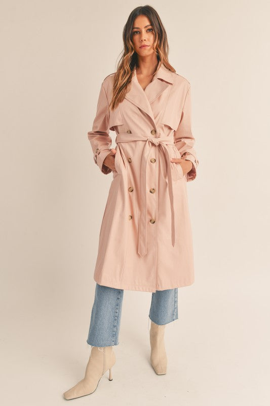 You're Making Me Blush Faux Leather Trench Coat