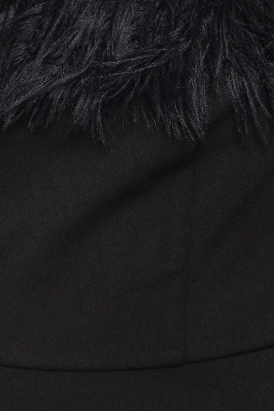Until The End Fur Fringe Mini Dress - Black