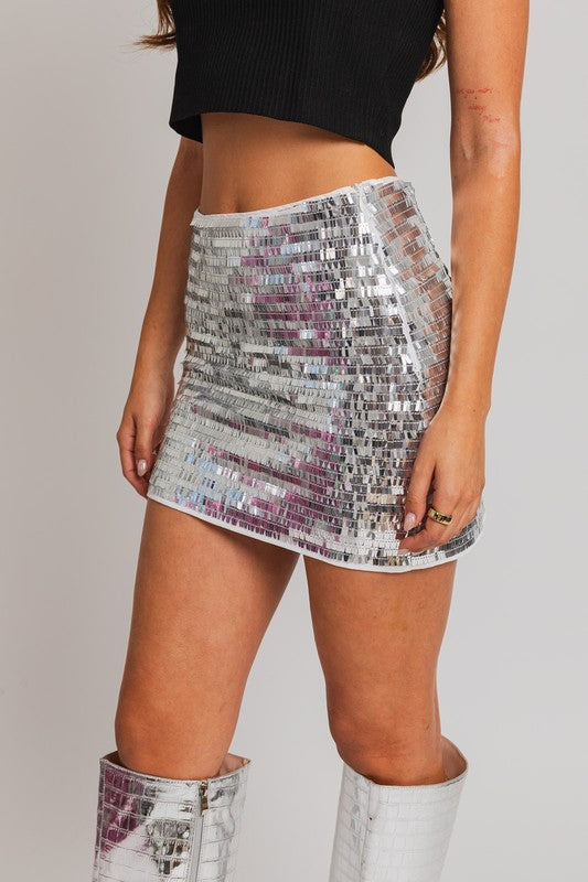 All That Glitters Mini Skirt - Silver