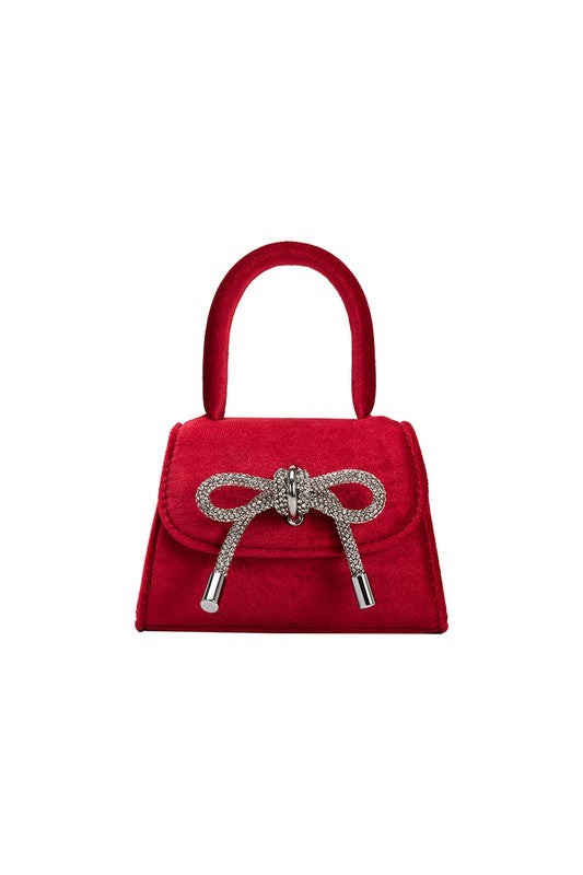Melie Bianco Sabrina Red Mini Velvet Top Handle Bag