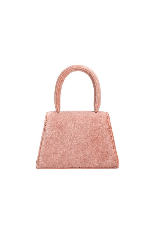 Melie Bianco Sabrina Taupe Mini Velvet Top Handle Bag