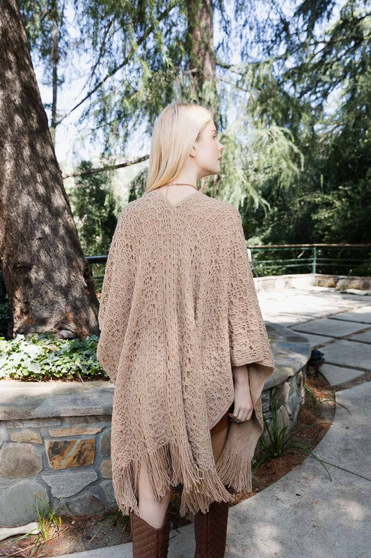 Cozy Open Front Tassel Shawl - Final Sale