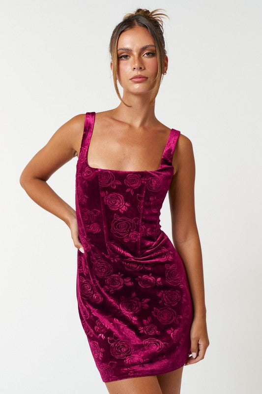 Velvet Rose Corset Bodycon Mini Dress