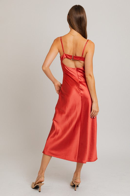 Pull Me In Satin Midi Dress