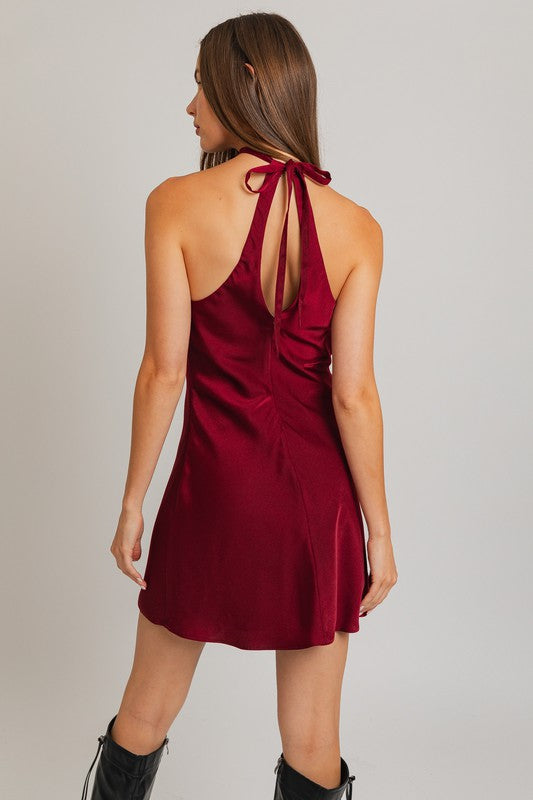Satin Strapless Cowl Back Mini Dress - Red Red / Small Satin Strapless Cowl Back Mini Dress - Red Red / Small