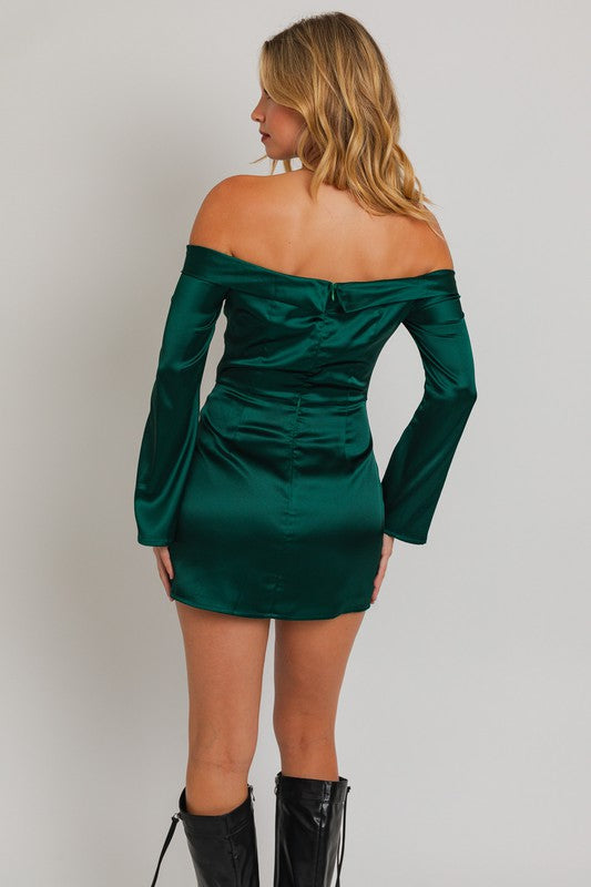Forevergreen Off Shoulder Corset Mini Dress