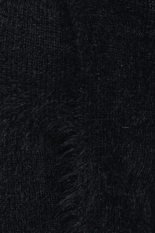 Peek-a-BOO Cropped Fuzzy Sweater - Final Sale