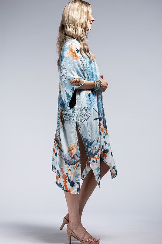 Indigo Morning Open Front Kimono