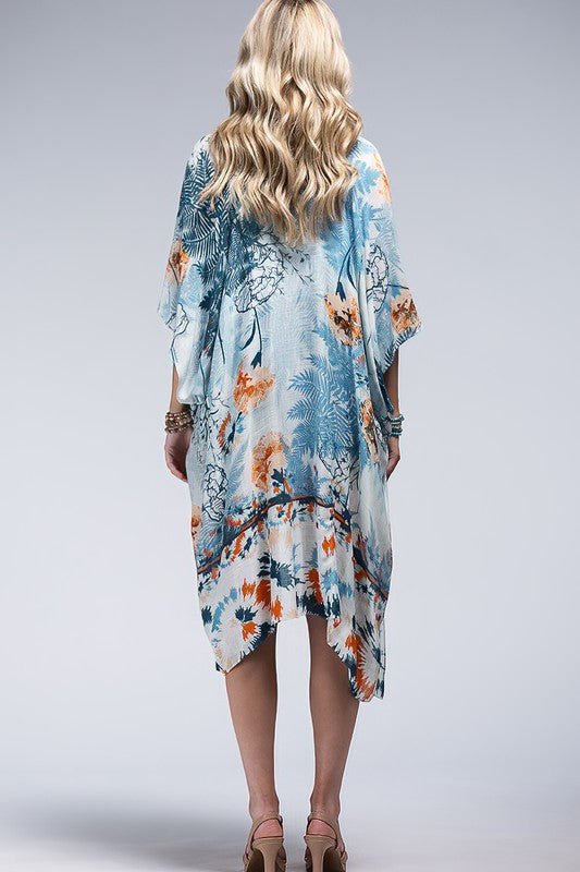 Indigo Morning Open Front Kimono