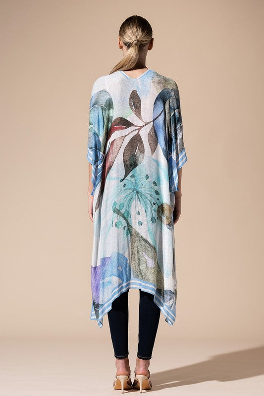 Serene Watercolor Open Front Kimono