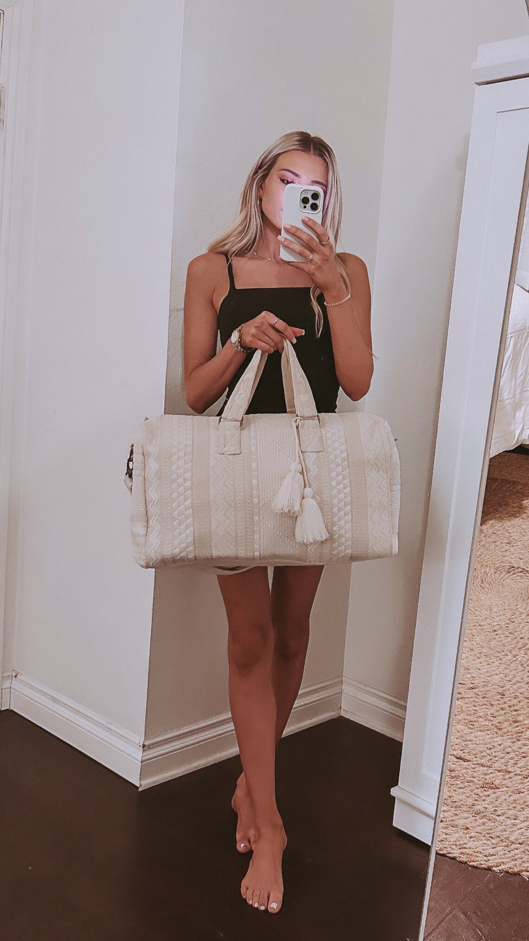 Victoria's Secret Bags | Victoria’s Secret Woven Pouch | Color: White | Size: Os | Devony_Tl's Closet