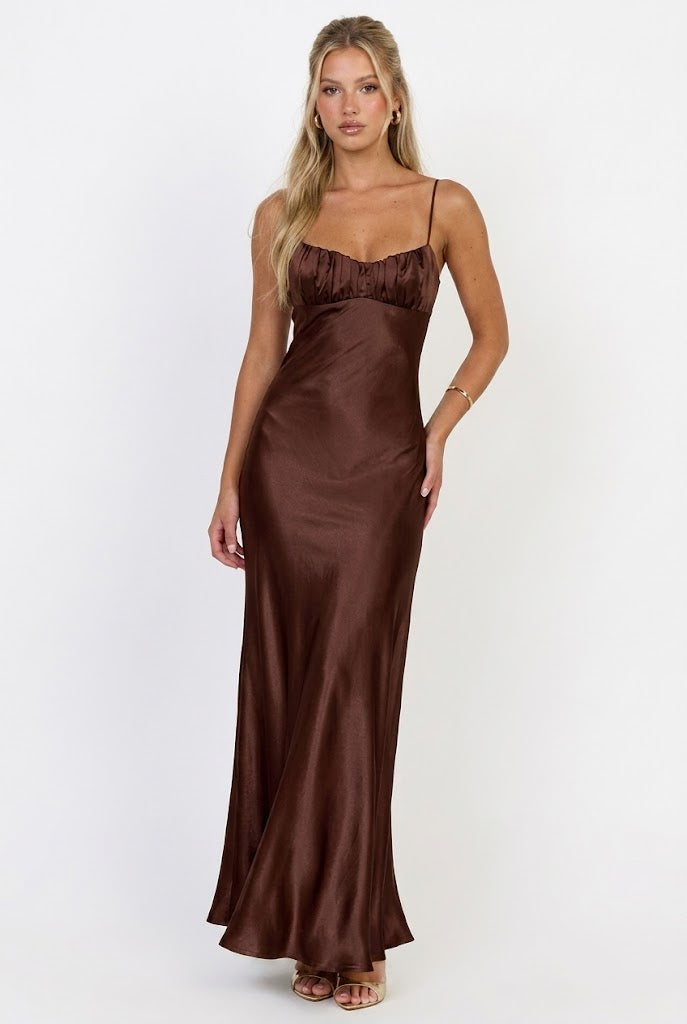 Nerida Twist Back Satin Maxi Dress