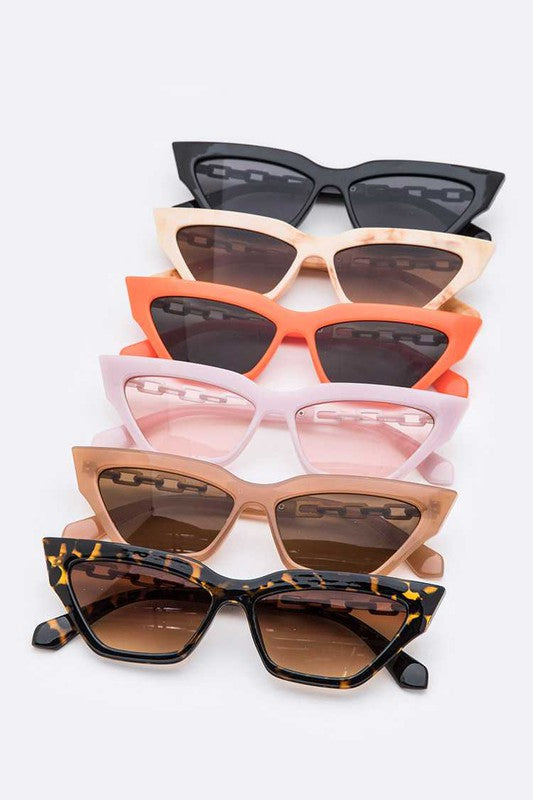Retro Vibe Cat Eye Chain Link Sunglasses
