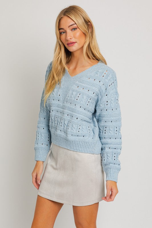 Hadlee Open Work Knit Sweater Top