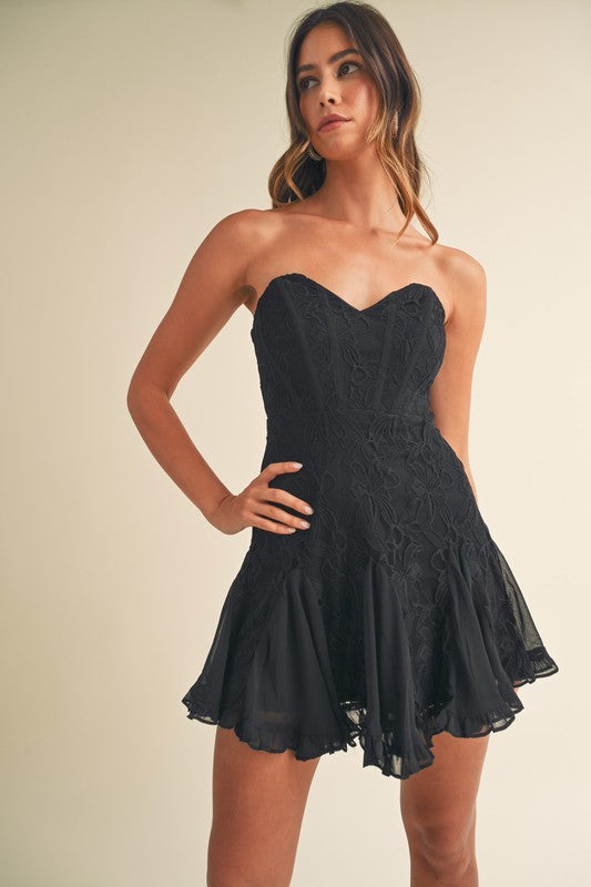 Justina Strapless Lace Corset Mini Dress