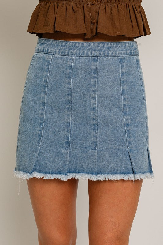 Courtney Pleated Denim Mini Skirt