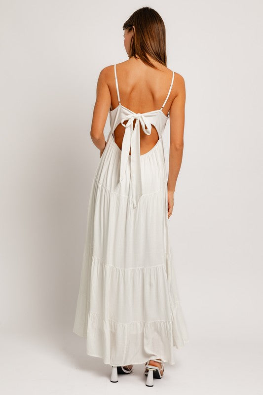 White Willow Spaghetti Strap Maxi Sun Dress
