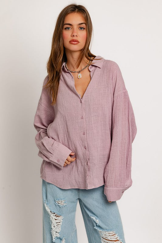 Lavender Haze Oversized Linen Shirt