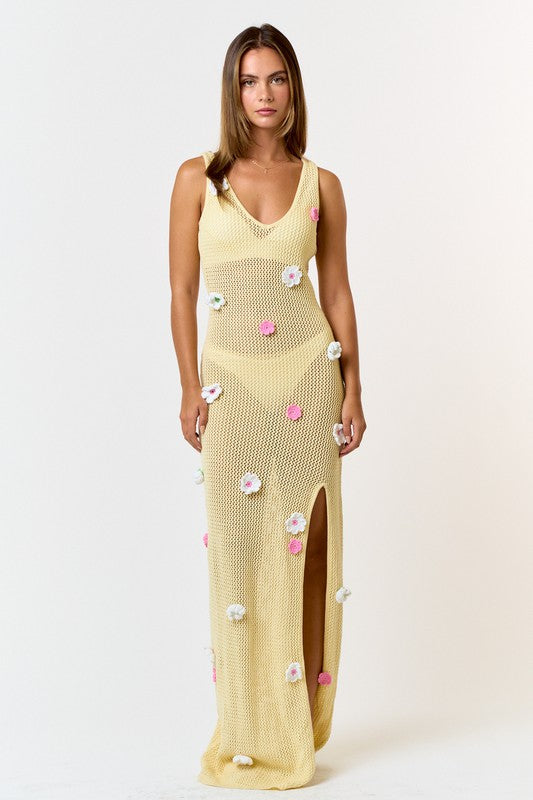 Beachside Blooms Crochet Maxi Dress