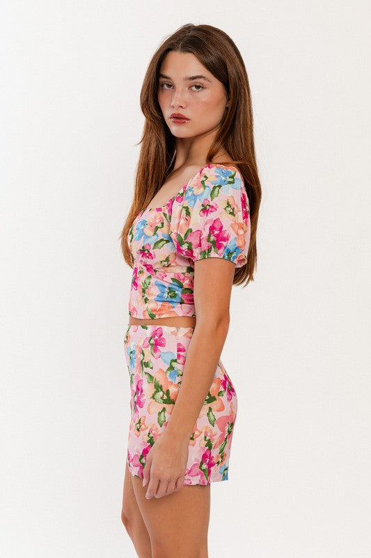 Flowers Forever Puff Sleeve Crop Top