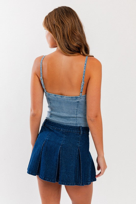 Having a Denim Good Time Bustier Bodysuit