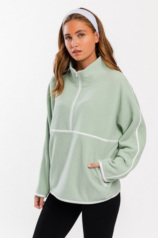 Cool Girl Long Sleeve Half Zip Oversized Pullover