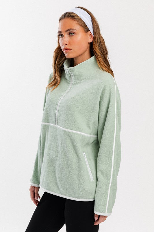 Cool Girl Long Sleeve Half Zip Oversized Pullover