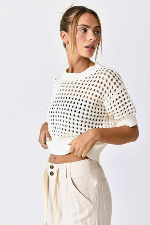 Alina Crochet Short Sleeve Top