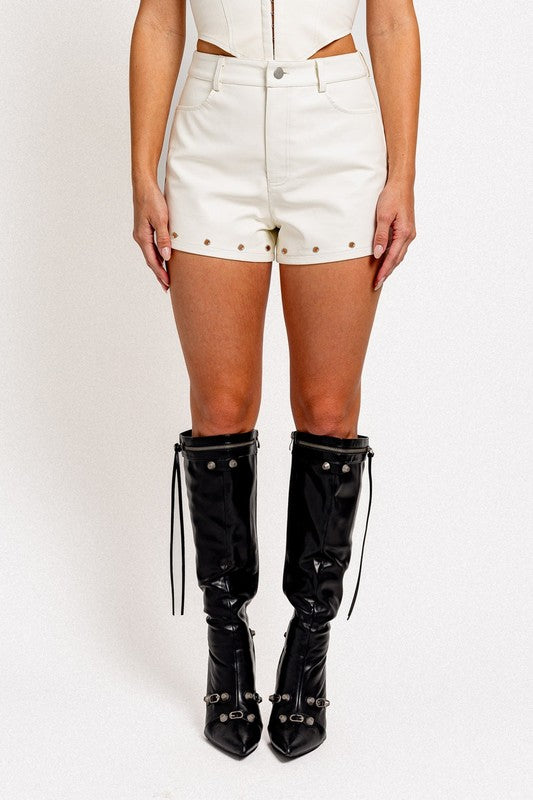 Main Event Vegan Leather High Waisted Shorts