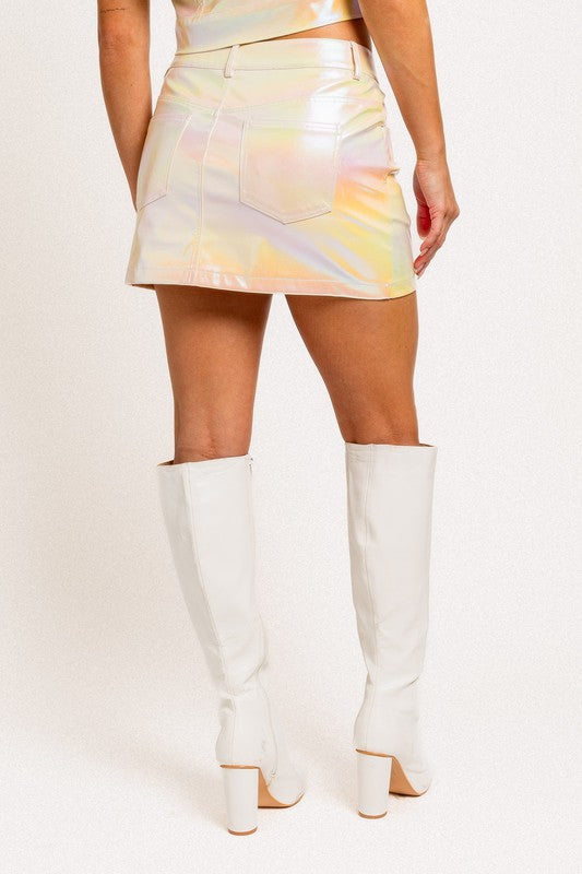 Holographic Haze Mini Skirt