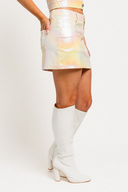 Holographic Haze Mini Skirt