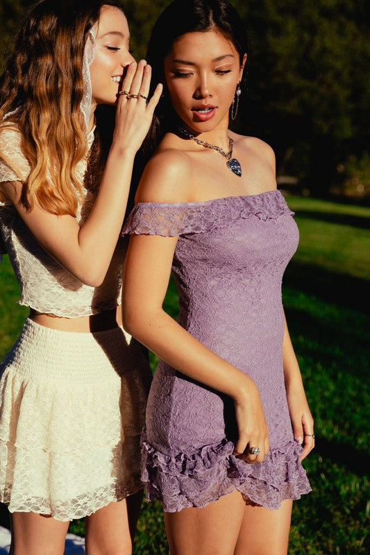 First Date Lavender Lace Mini Dress