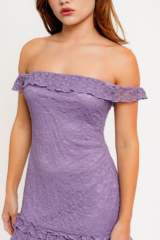 First Date Lavender Lace Mini Dress