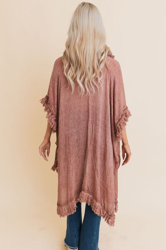 Sunbleached Cotton Fringe Ruffle Open Front Kimono