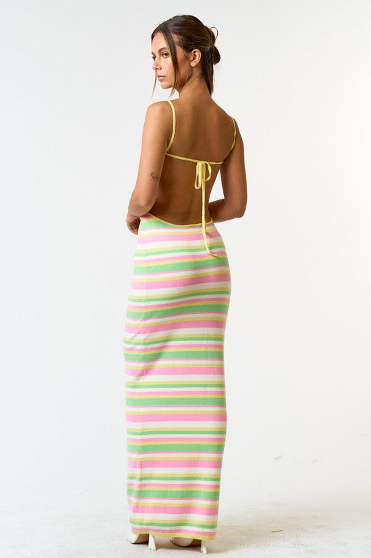 Party Poolside Striped Maxi Dress