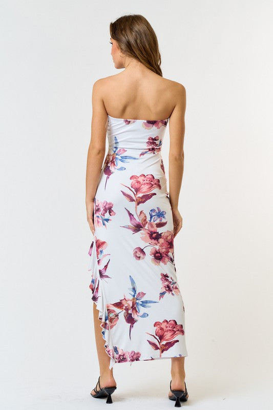 PREORDER - Date To Remember Floral Ruffle Maxi Dress