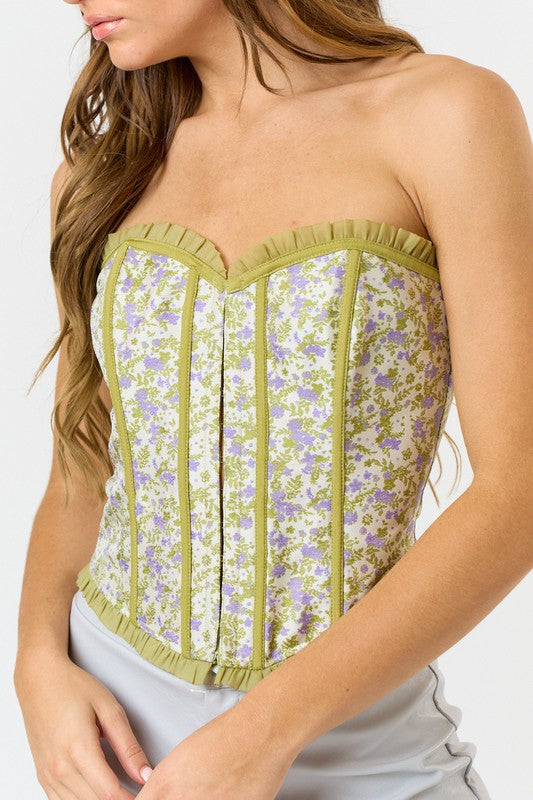 All That Grace Ruffle Trimmed Corset Top