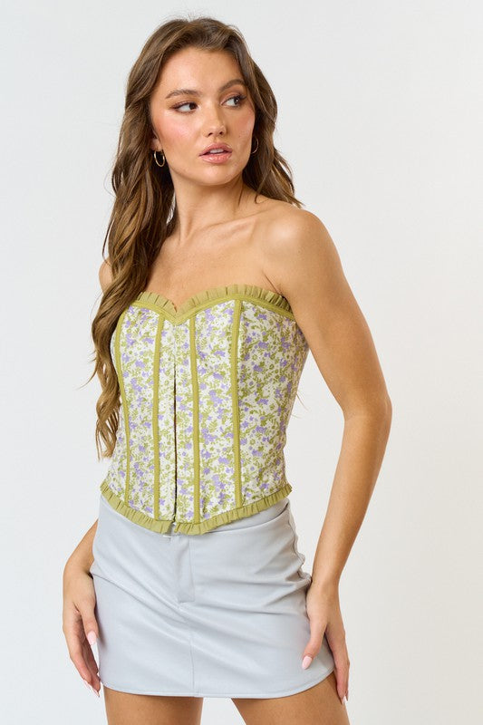 All That Grace Ruffle Trimmed Corset Top