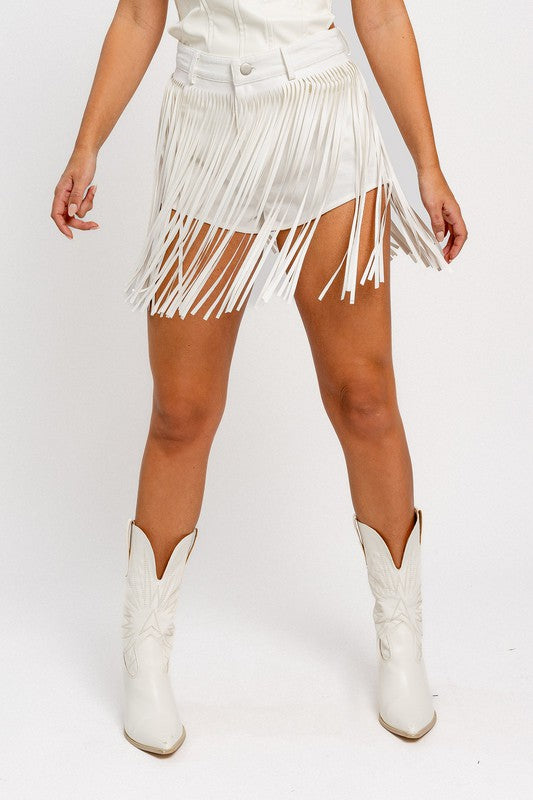 Fringe With Benefits High Waisted Denim Shorts - Extra Small - Final Sale