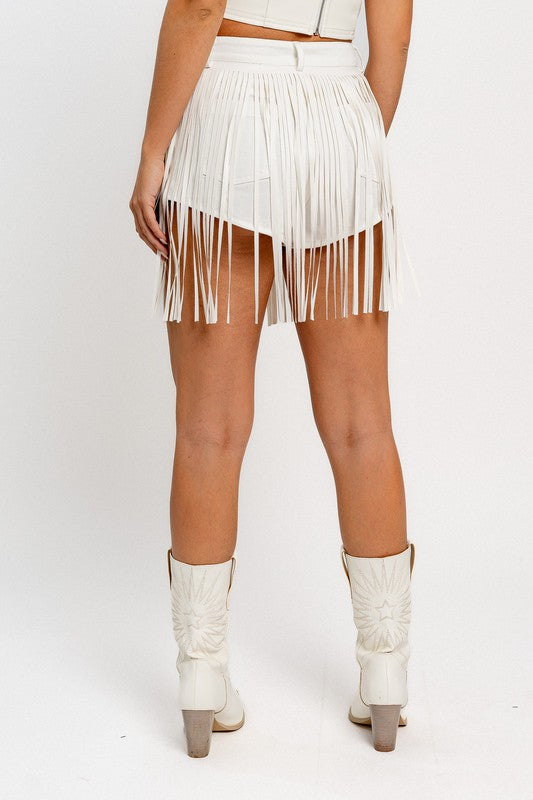 Fringe With Benefits High Waisted Denim Shorts - Extra Small - Final Sale