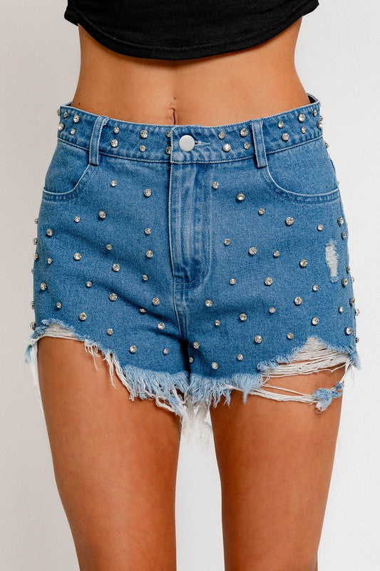 Stand Out & Sparkle Denim Shorts