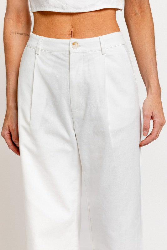 Putting In The Work Wide Leg Linen Pleated Pants
